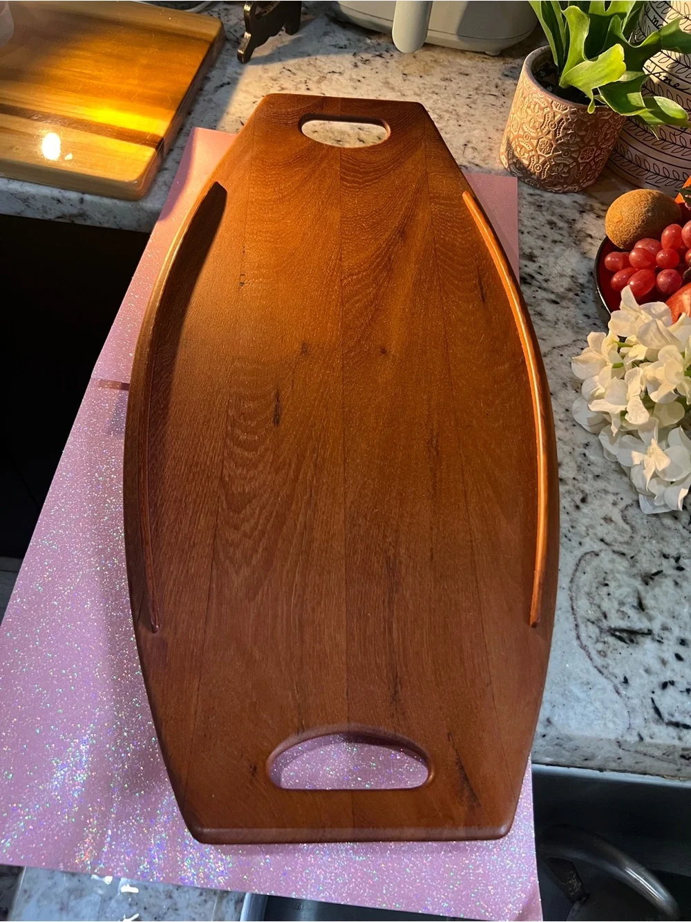 Vintage Dansk Oval Surfboard shaped teakwood Serving Tray